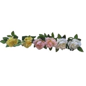 Vintage Flower Napkin Rings Set 6 Rose Table Decor Shabby Chic Cottagecore